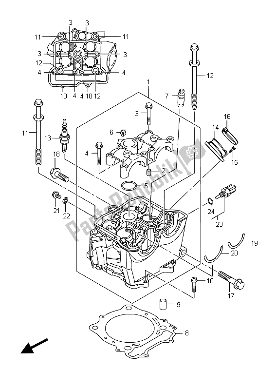 Todas as partes de Cabeça De Cilindro do Suzuki RM Z 450 2015