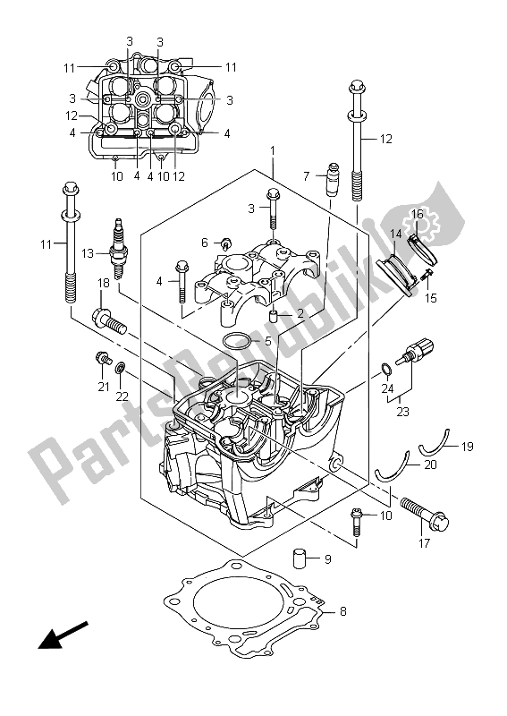 All parts for the Cylinder Head of the Suzuki RM Z 450 2015