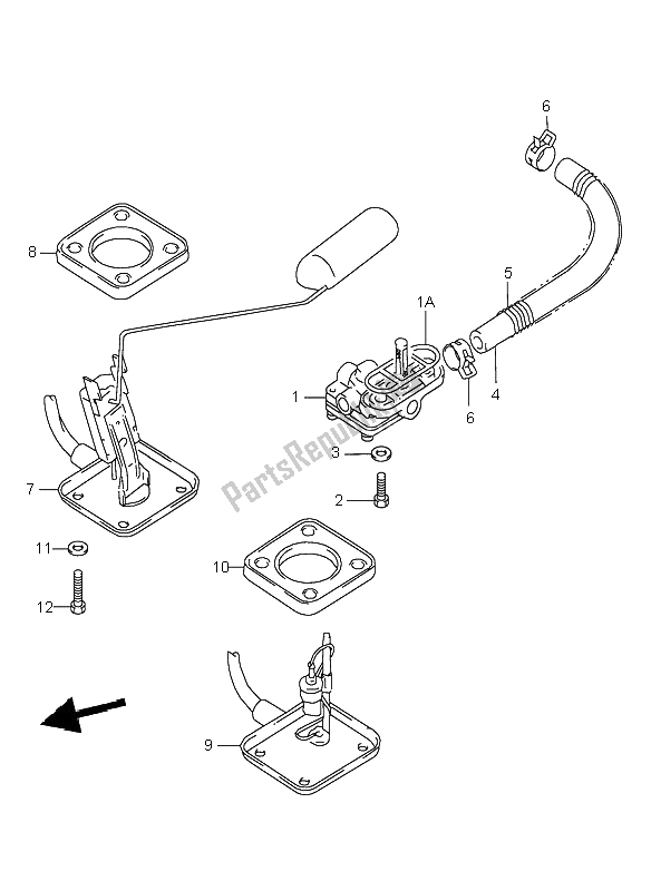 All parts for the Fuel Cock of the Suzuki GSX 750 2000