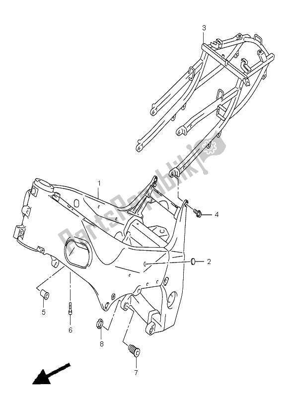 Alle onderdelen voor de Kader van de Suzuki GSX R 750 2002