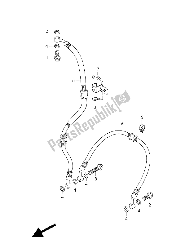 All parts for the Front Brake Hose of the Suzuki GSX R 1000 2005