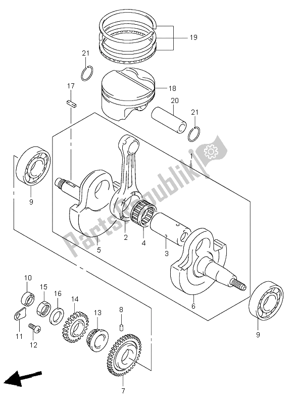 All parts for the Crankshaft of the Suzuki DR Z 400S 2001