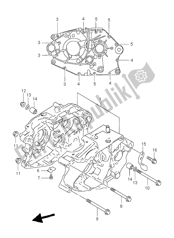 All parts for the Crankcase of the Suzuki DR 125 SE 1998