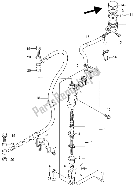 Toutes les pièces pour le Maître-cylindre Arrière du Suzuki LT Z 400 Quadsport 2005