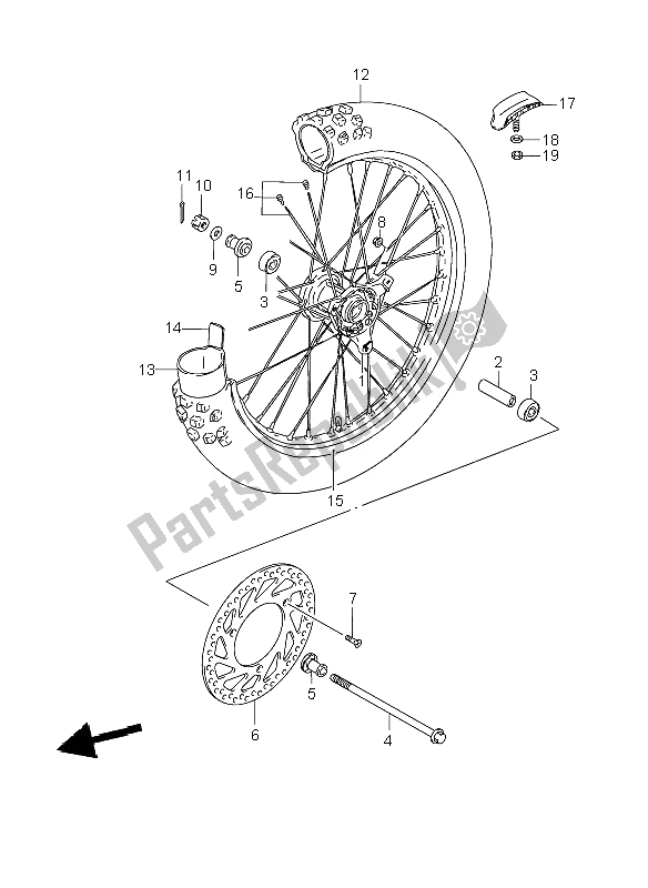 All parts for the Front Wheel (lw) of the Suzuki RM 85 SW LW 2008