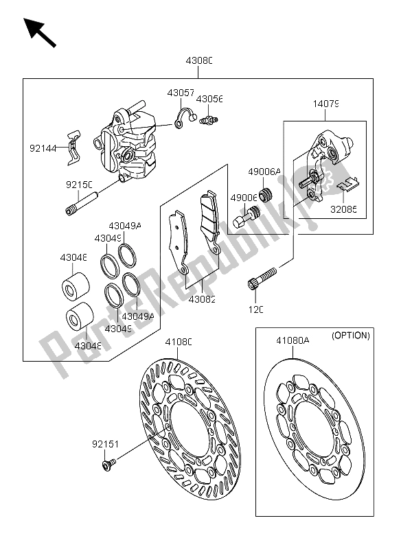 All parts for the Front Brake of the Suzuki RM Z 250 2004