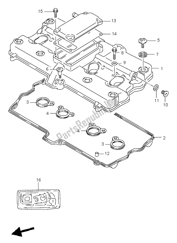 All parts for the Cylinder Head Cover of the Suzuki GSF 600N Bandit 1995