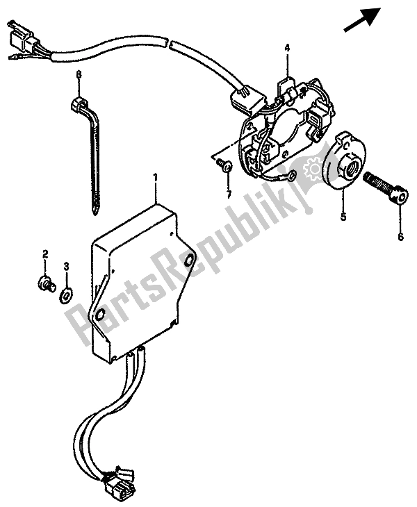 All parts for the Signal Generator of the Suzuki GSX R 750X 1986