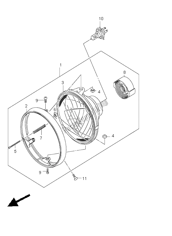 All parts for the Headlamp Assy (e24) of the Suzuki GSX 1400 2003