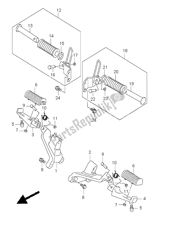 All parts for the Footrest of the Suzuki VL 800Z Volusia 2004