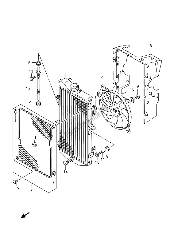 All parts for the Radiator of the Suzuki AN 650Z Burgman Executive 2014