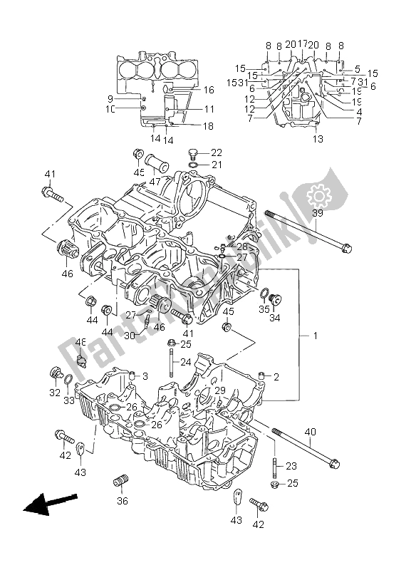 Toutes les pièces pour le Carter du Suzuki GSX 750F 2001