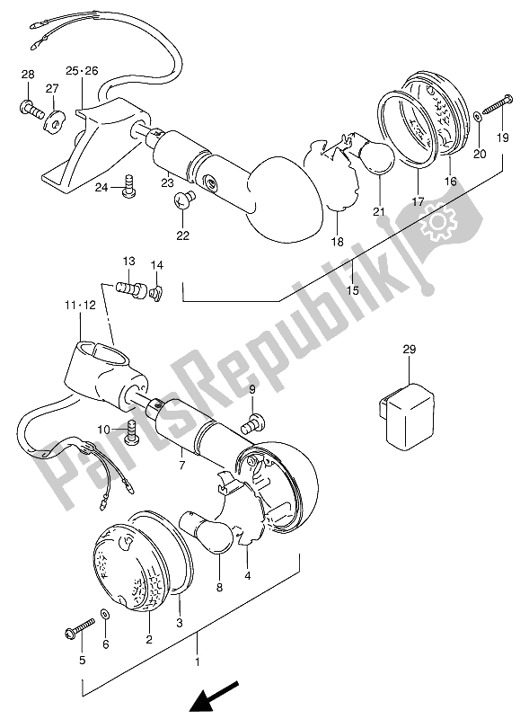 All parts for the Turn Signal Lamp of the Suzuki VS 800 GL Intruder 1994