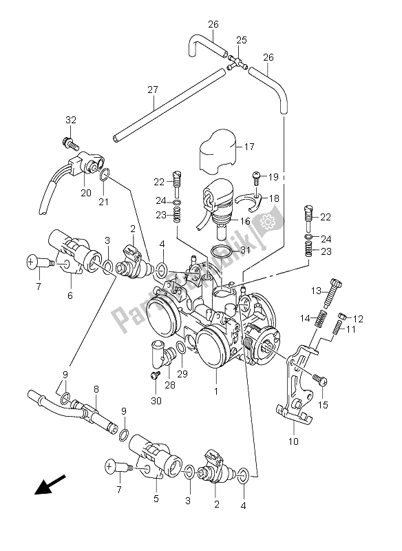 All parts for the Throttle Body of the Suzuki AN 650A Burgman Executive 2005