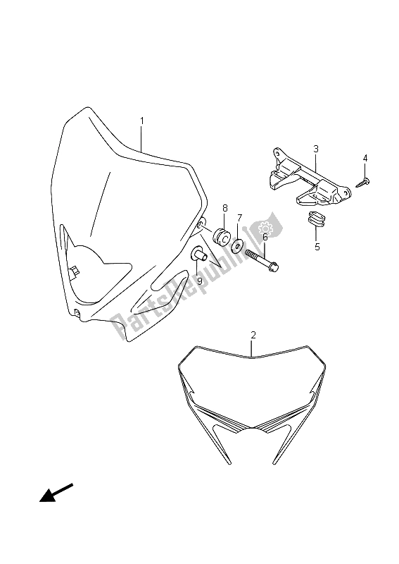 All parts for the Headlamp Cover of the Suzuki RMX 450Z 2015