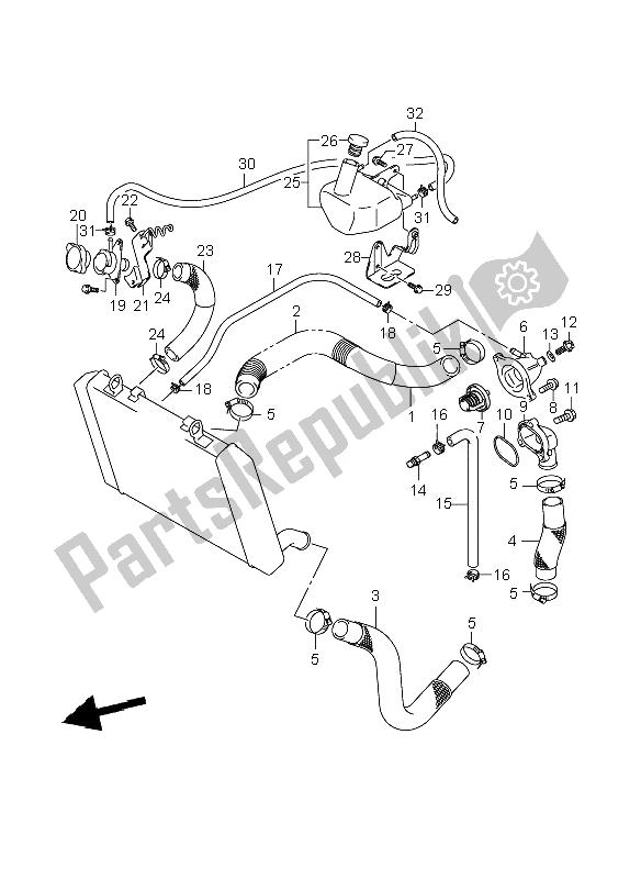 Todas as partes de Mangueira Do Radiador do Suzuki GSR 600A 2007