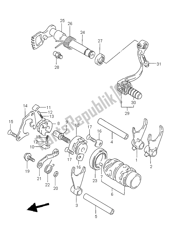 Tutte le parti per il Cambio Di Marcia del Suzuki RM 80 2000