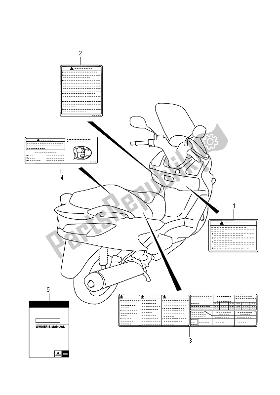 Alle onderdelen voor de Label (uh125a E19) van de Suzuki UH 125A Burgman 2014