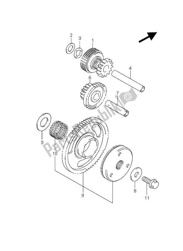 All parts for the Starter Clutch of the Suzuki AN 650A Burgman Executive 2009