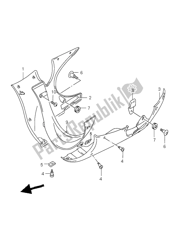 All parts for the Under Cowling of the Suzuki GSX 600F 2003