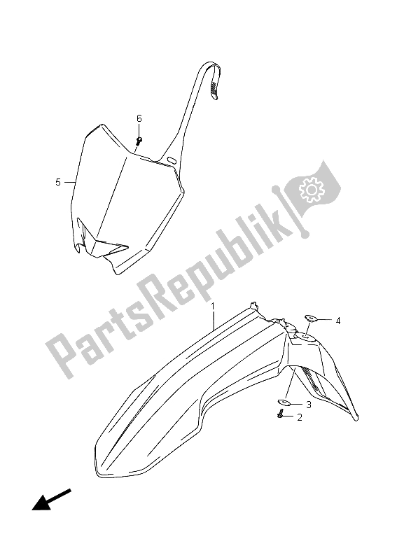 All parts for the Front Fender of the Suzuki RM Z 450 2015