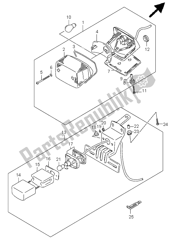 All parts for the Rear Combination Lamp of the Suzuki VS 800 Intruder 2005