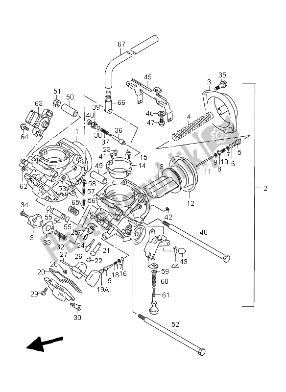 Alle onderdelen voor de Carburator van de Suzuki VL 1500 Intruder LC 1999