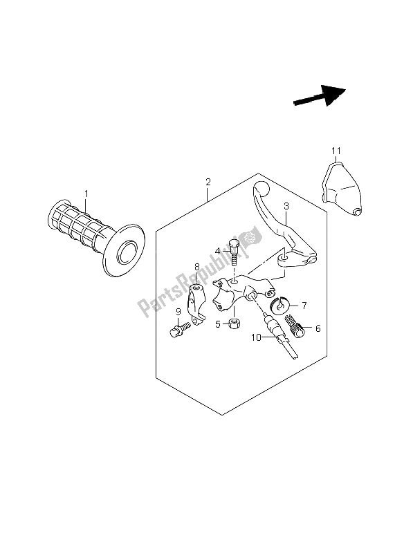 All parts for the Left Handle Lever of the Suzuki DR Z 400 SM 2008