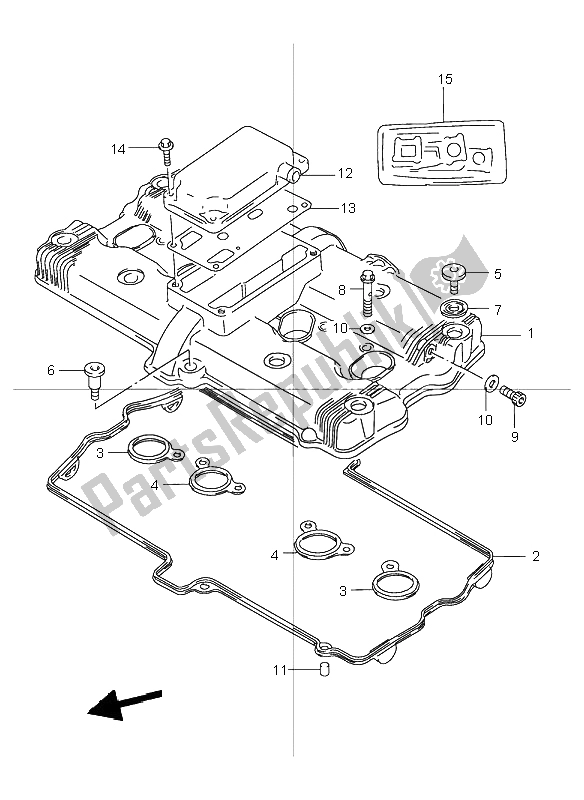 Alle onderdelen voor de Kleppendeksel van de Suzuki GSX 1200 Inazuma 1999