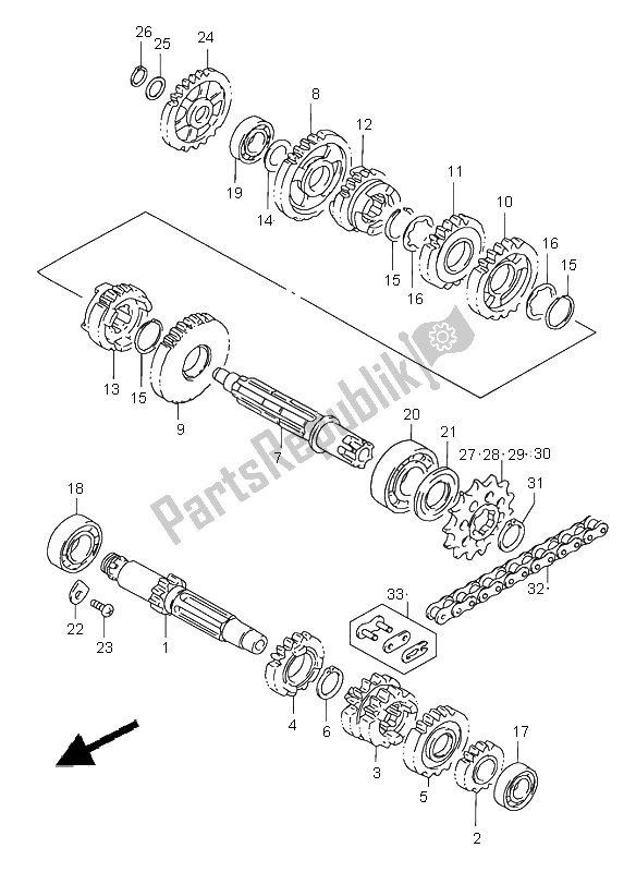 All parts for the Transmission of the Suzuki RM 85 SW LW 2004