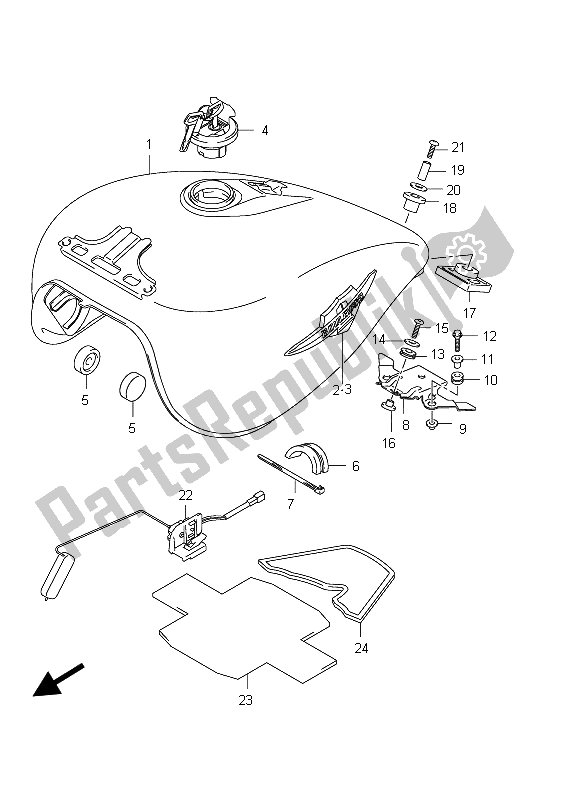 All parts for the Fuel Tank (vz800 E02) of the Suzuki VZ 800 Intruder 2012