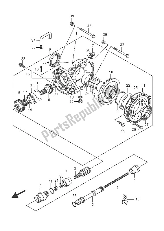 All parts for the Final Bevel Gear (rear) of the Suzuki LT A 750 XPZ Kingquad AXI 4X4 2016