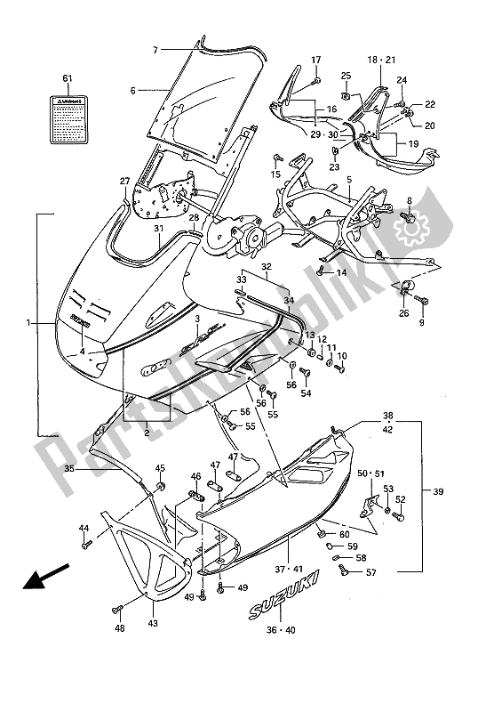 Tutte le parti per il Cowling (9 °) del Suzuki GSX 1100F 1988