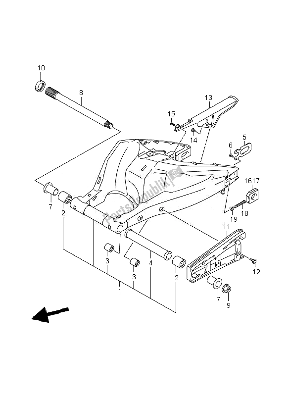 Tutte le parti per il Braccio Oscillante Posteriore del Suzuki GSR 600A 2010