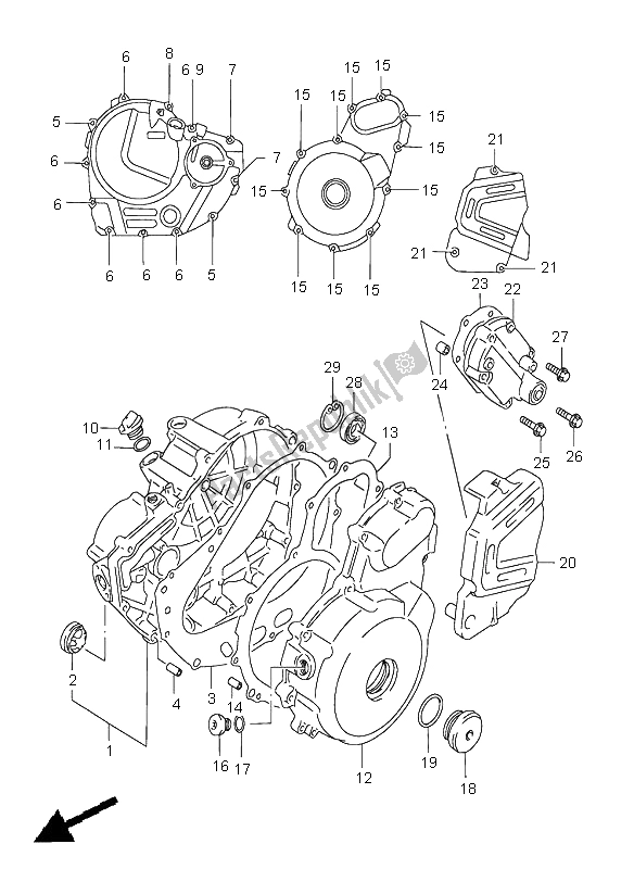 All parts for the Crankcase Cover of the Suzuki XF 650 Freewind 1997