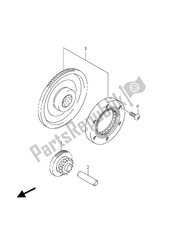 All parts for the Starter Clutch of the Suzuki DL 650A V Strom 2012