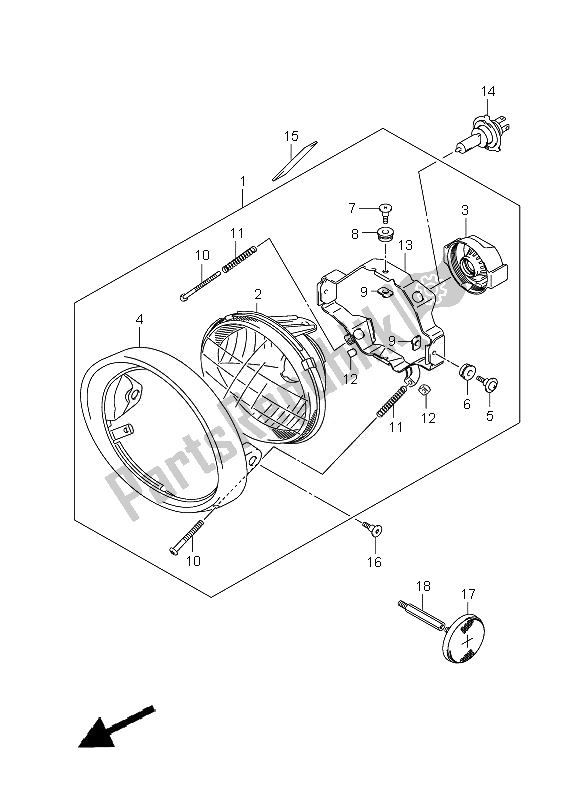 All parts for the Headlamp Assy (e24) of the Suzuki VZ 800Z Intruder 2007