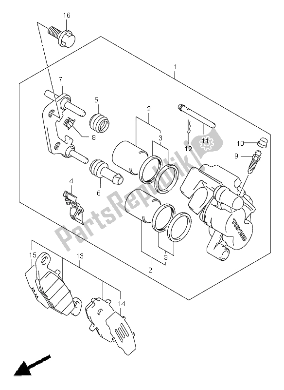 All parts for the Front Caliper of the Suzuki DL 1000 V Strom 2006