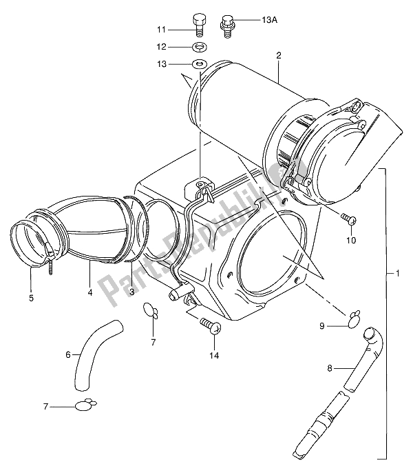 All parts for the Air Cleaner of the Suzuki GN 250 1993