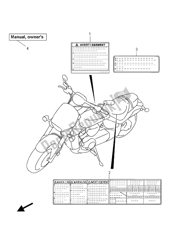 Alle onderdelen voor de Label (vzr1800zuf E19) van de Suzuki VZR 1800 NZR M Intruder 2012