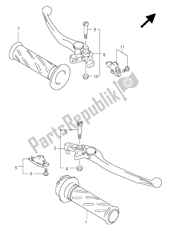 All parts for the Handle Lever (sv1000-u1-u2) of the Suzuki SV 1000 NS 2004