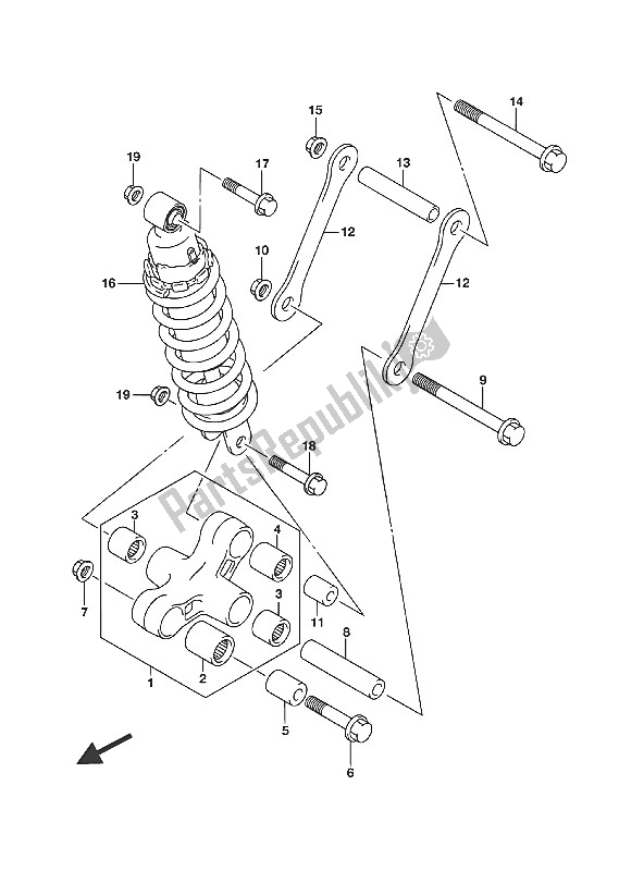 All parts for the Rear Cushion Lever (vl800 E02) of the Suzuki VL 800 Intruder 2016