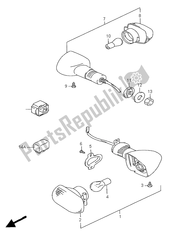 Tutte le parti per il Indicatore Di Direzione del Suzuki GSX R 750 1998