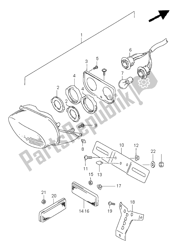 Alle onderdelen voor de Achterlicht van de Suzuki GSX R 600 1997