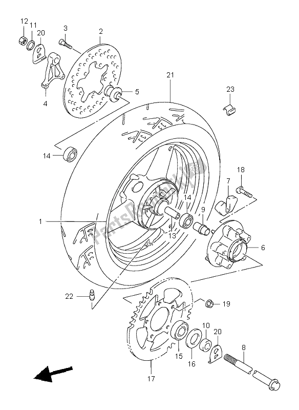 Toutes les pièces pour le Roue Arrière du Suzuki GSX 750F 2003