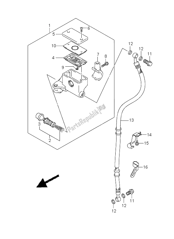 All parts for the Front Master Cylinder of the Suzuki VZ 800 Marauder 2005