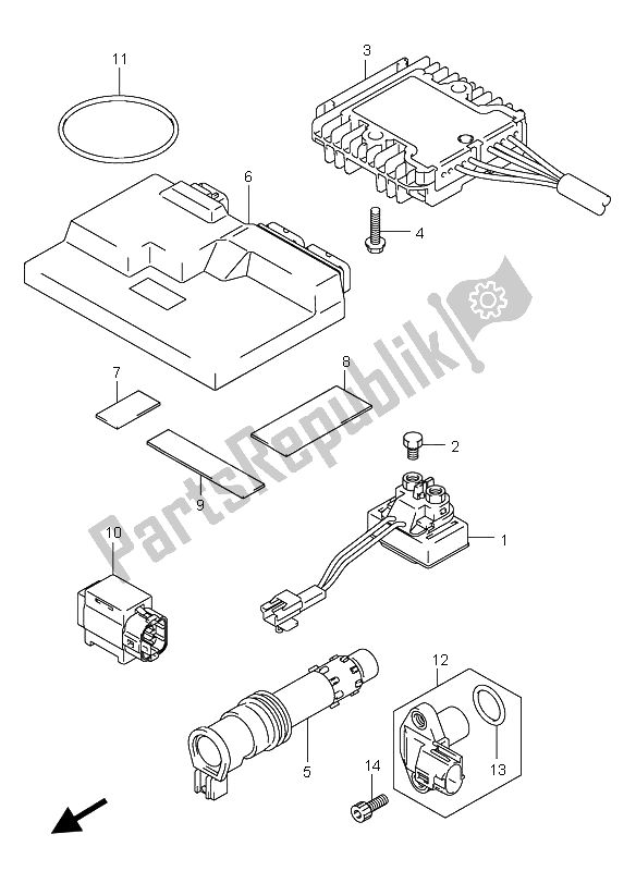 All parts for the Electrical of the Suzuki AN 650A Burgman Executive 2005