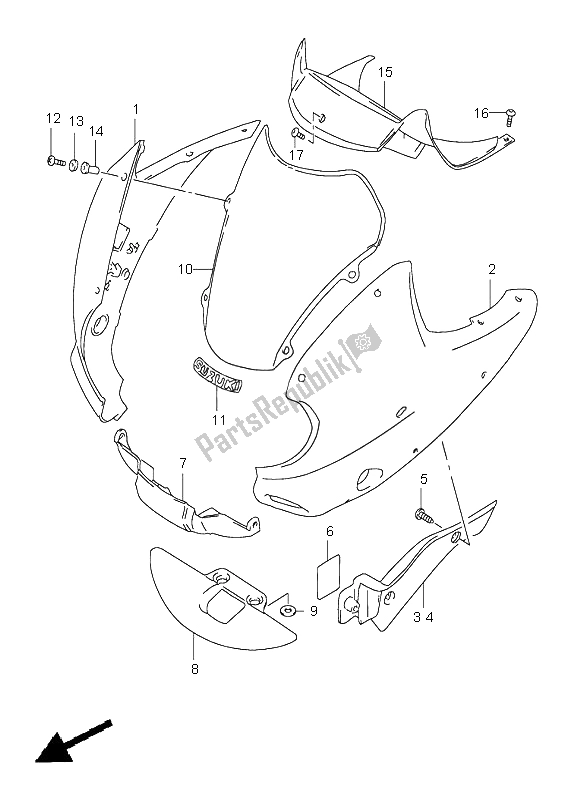 All parts for the Cowling of the Suzuki XF 650 Freewind 1999