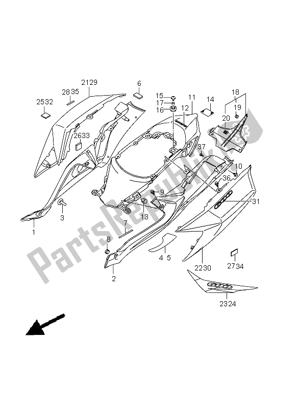 Tutte le parti per il Copertura Del Telaio del Suzuki GSX R 600 2010