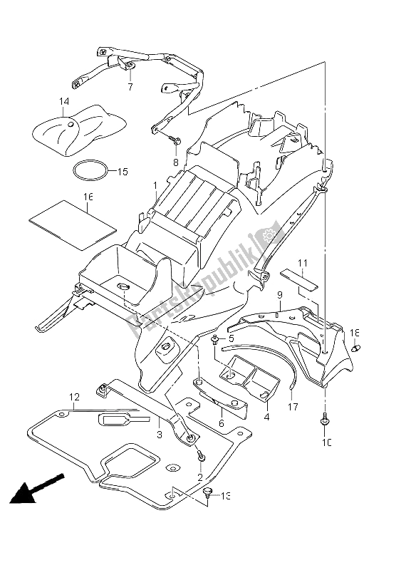 All parts for the Rear Fender of the Suzuki GSX 1300R Hayabusa 2011